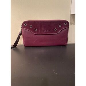Longchamp Wrap Zip Leather Suede Wallet